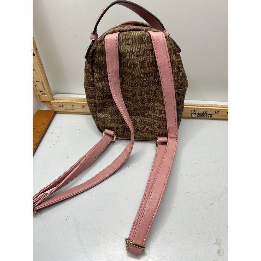 Juicy Couture Monogram Mini Backpack Women's Brown Pink Leather Heart Top Handle - Picture 6 of 7